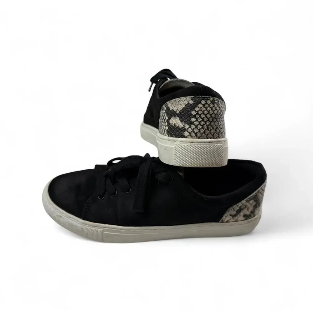 Blokecore J. Crew Road Trip Sneakers – Black Faux Suede‎ Snake Accent – Size 7